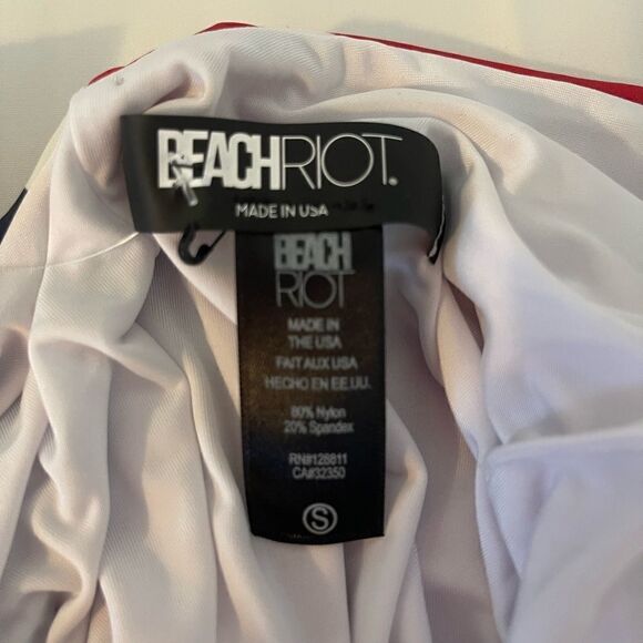 Beach Riot Samira Blue Red Polka Dot Color Block One Piece Swimsuit Sz S - Picture 6 of 16